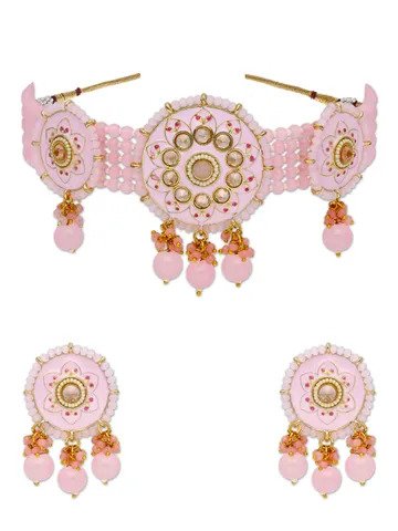 Reverse AD Choker Necklace set gold finish