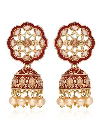 Meenakari Jhumka Earrings in Gold