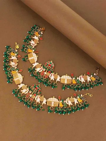 Meenakari Payals in Gold finish