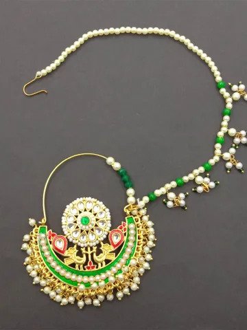 Meenakari Nose Ring Nath in Gold finish