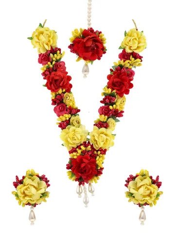 Floral Necklace Set in Red & YELLOW