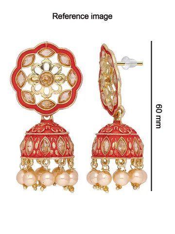 Meenakari Jhumka Earrings in Gold
