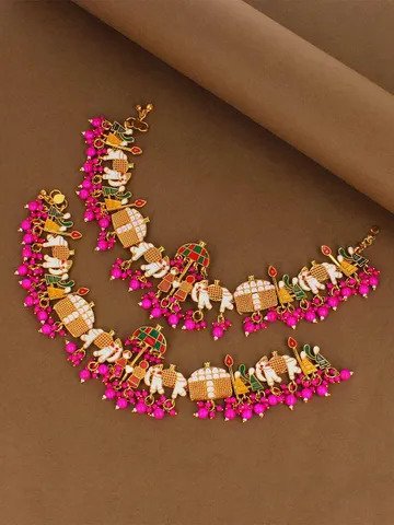 Meenakari Payals in Gold finish