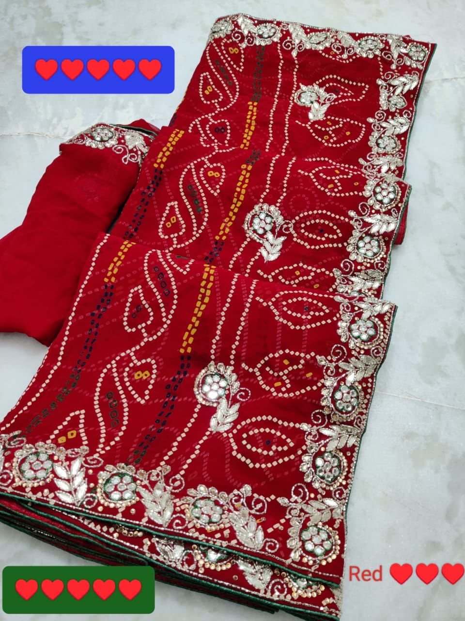 Jaipuri print jhorjt with running blouse Jaipuri traditional Bandej saree