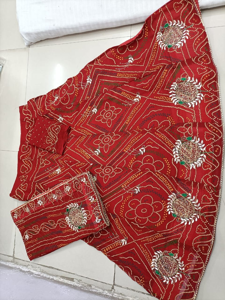 Lehenga With Cutdana, Gota Patti, Resham And Stone Work Border