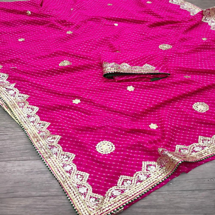 Multi lehriya saree jhorjt fabric saree with blouse