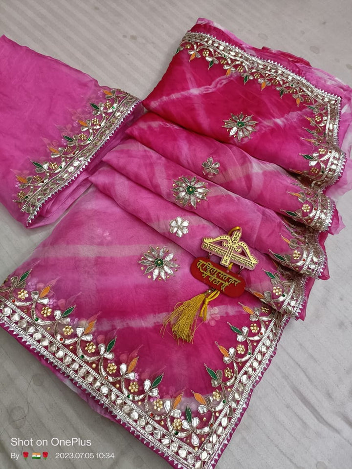 Pure orgenza lahriya fabric saree and cbyc Georgette mothada saree