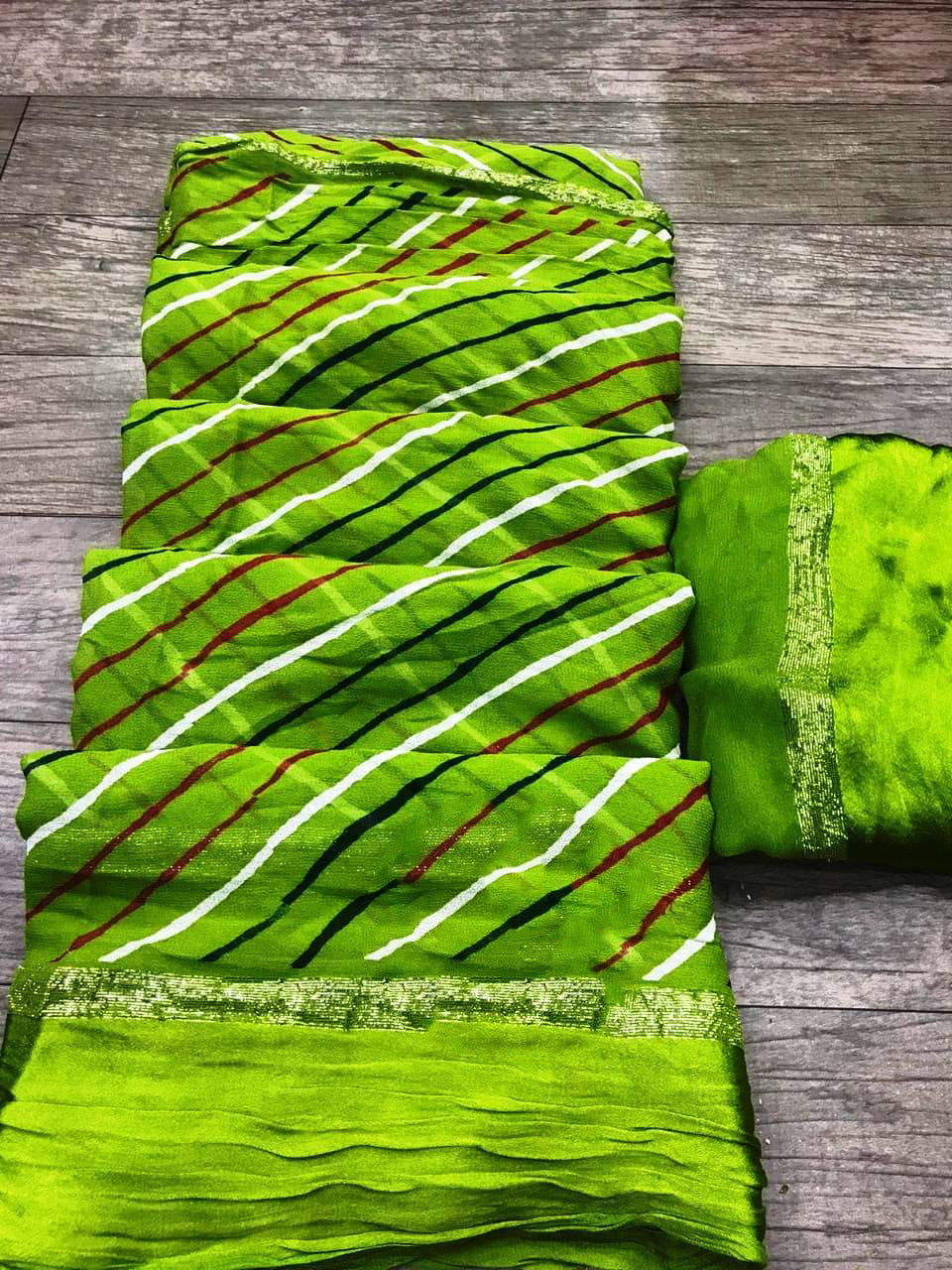 jorhat fabric leheriya satin patti border saree