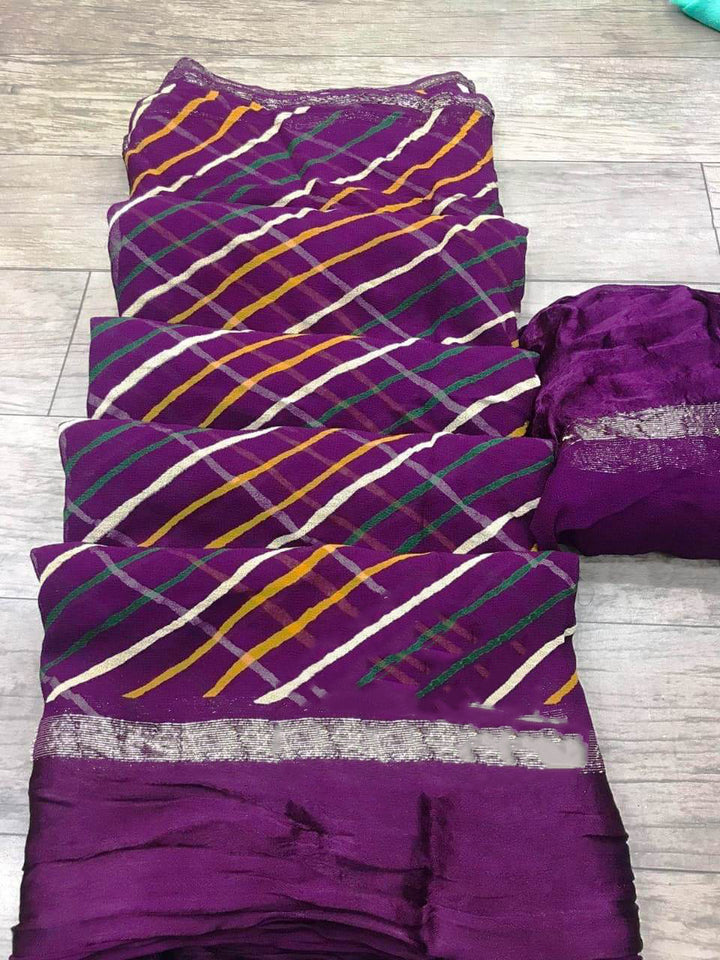 jorhat fabric leheriya satin patti border saree