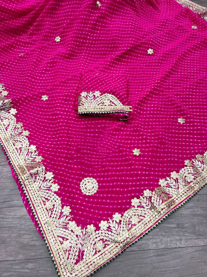 Multi lehriya saree jhorjt fabric saree with blouse