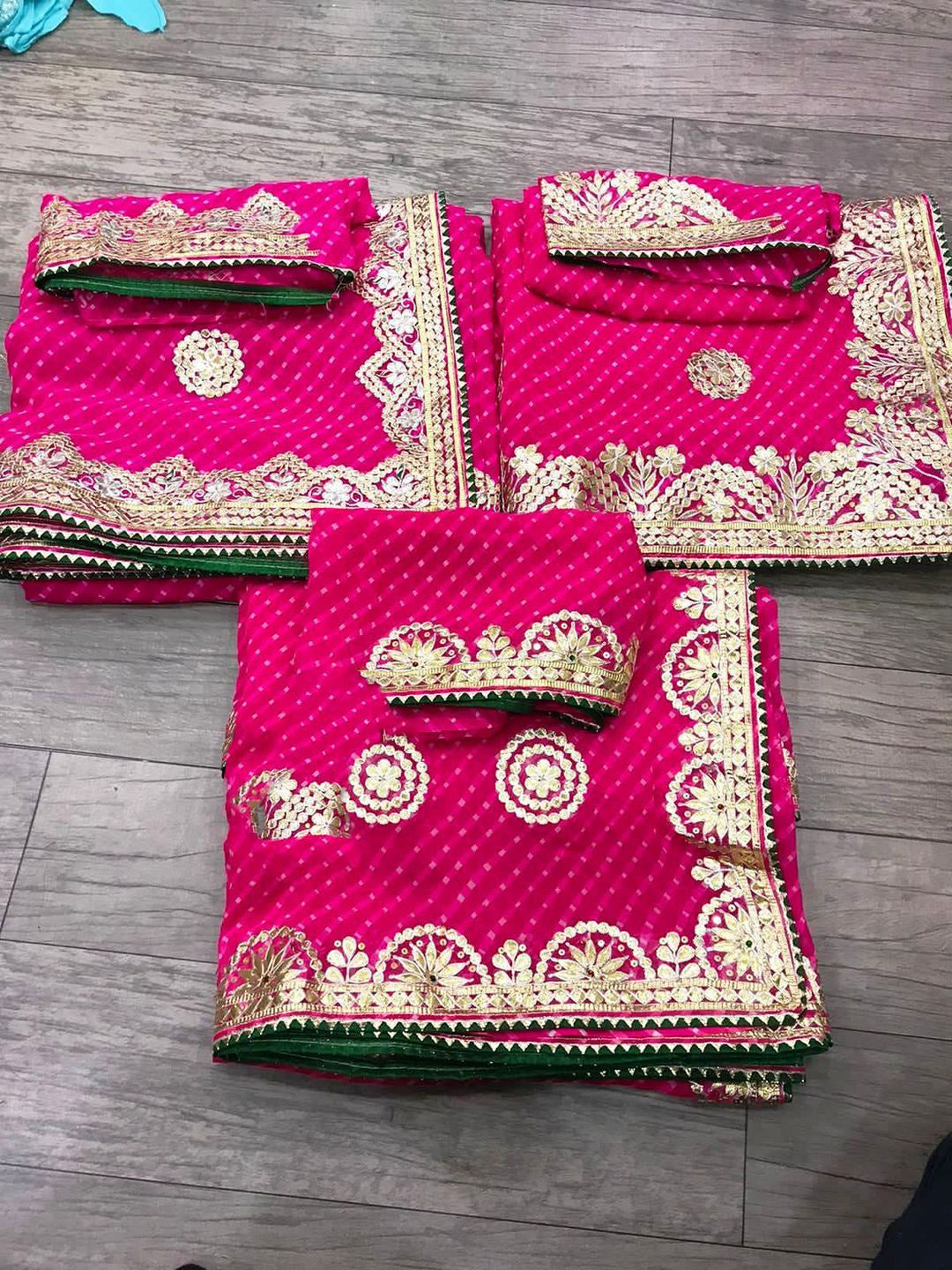 Multi lehriya saree jhorjt fabric saree with blouse