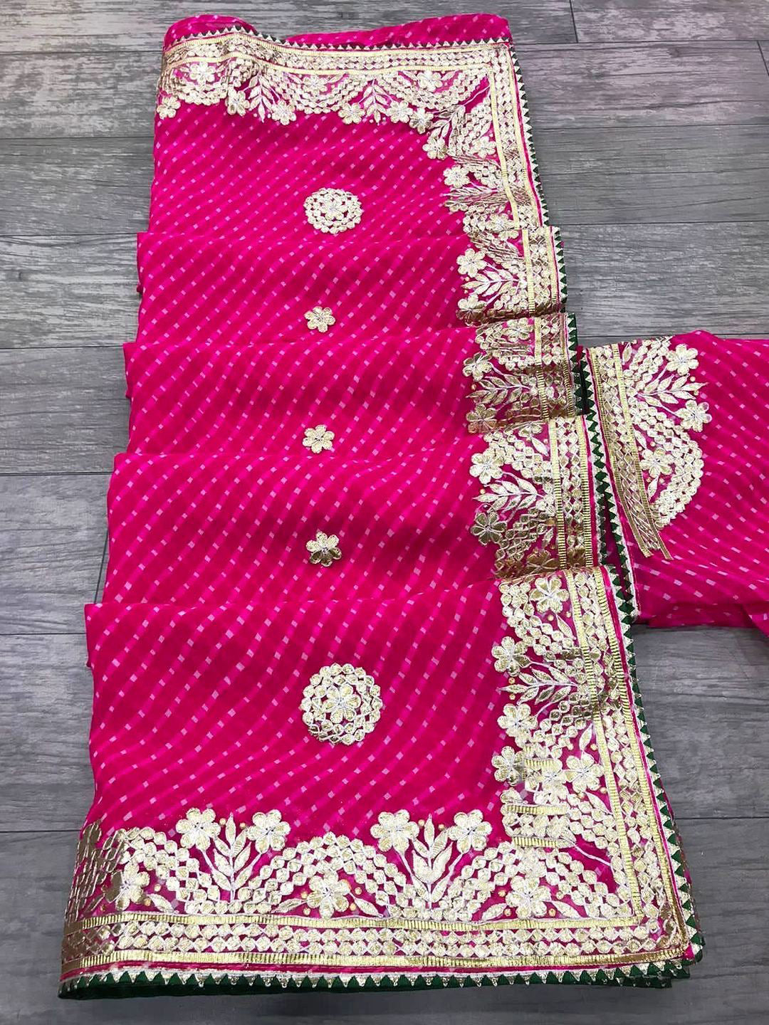 Multi lehriya saree jhorjt fabric saree with blouse
