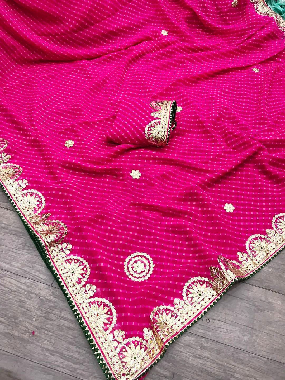 Multi lehriya saree jhorjt fabric saree with blouse