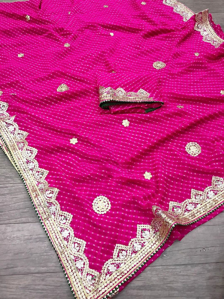 Multi lehriya saree jhorjt fabric saree with blouse