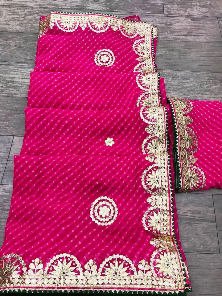 Multi lehriya saree jhorjt fabric saree with blouse