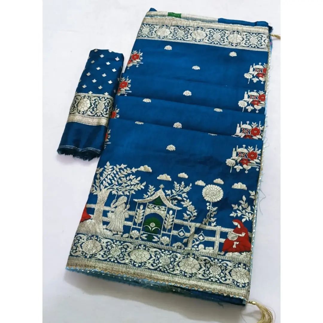Pure Russian Silk Meenakari Zari Weaving Saree
