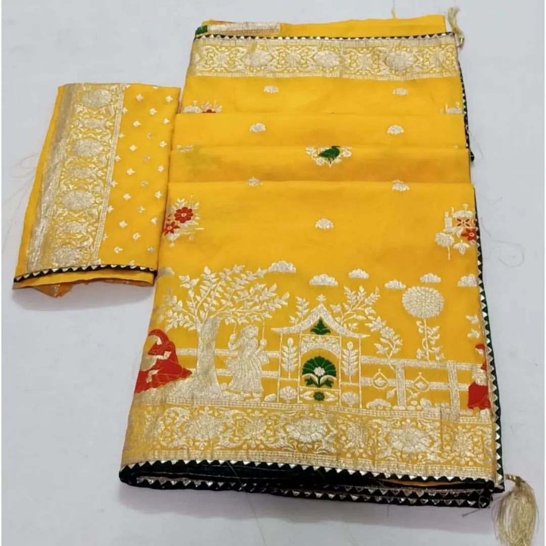 Pure Russian Silk Meenakari Zari Weaving Saree