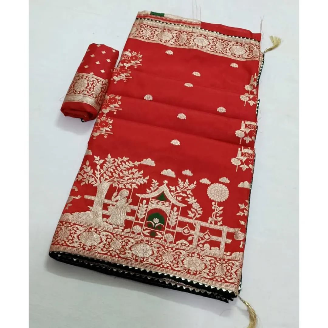 Pure Russian Silk Meenakari Zari Weaving Saree