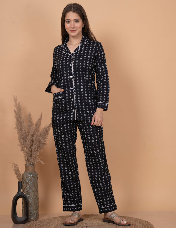 NIGHT SUIT FULLSLEEVES BLUE PRINTED