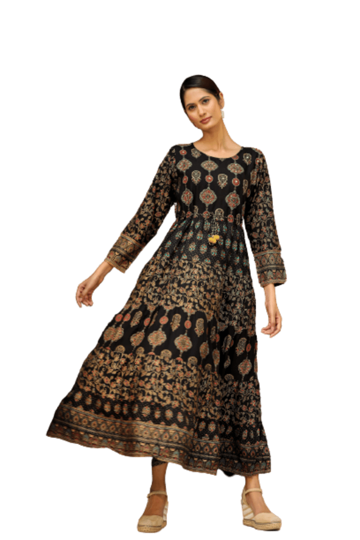 Women’s Printed Rayon Gown Anarkali Style Ethnic Dress Gown for Girl/Women/Ladies