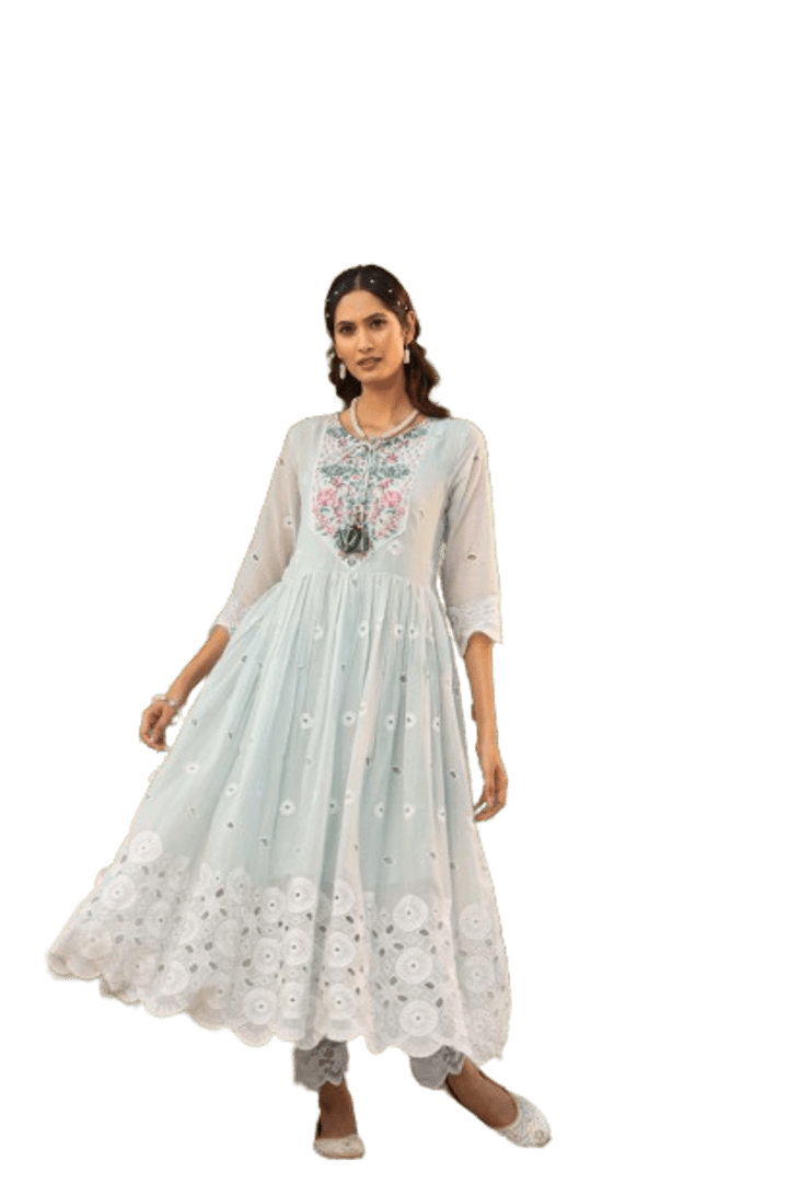 Women's Embroidery Kurta with Pant and Dupatta Set