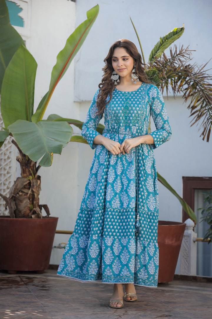 Wedding Party Ethnic Dress | Women Frill Dress | A-Line Dress for Women Stylish Kurti for Women