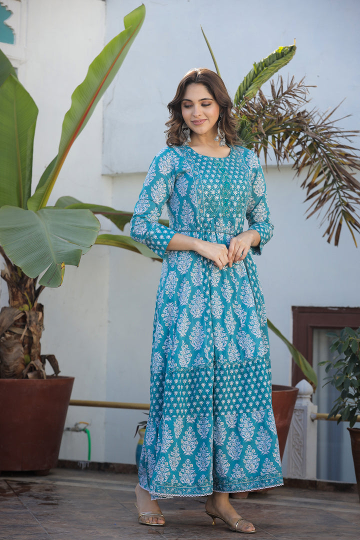 Wedding Party Ethnic Dress | Women Frill Dress | A-Line Dress for Women Stylish Kurti for Women