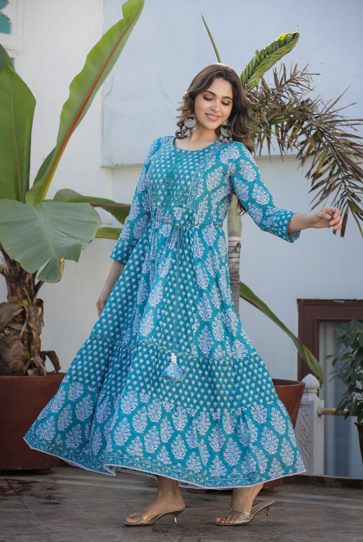 Wedding Party Ethnic Dress | Women Frill Dress | A-Line Dress for Women Stylish Kurti for Women