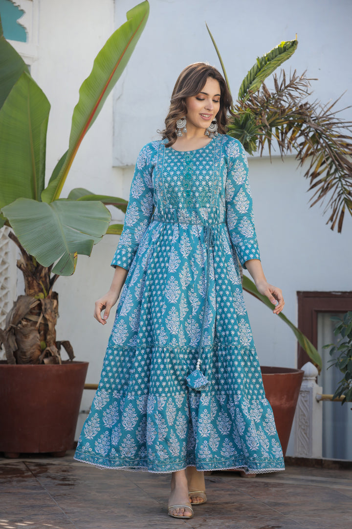 Wedding Party Ethnic Dress | Women Frill Dress | A-Line Dress for Women Stylish Kurti for Women