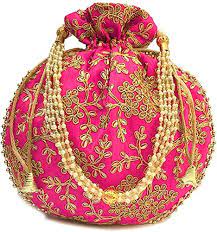 Jaipuri Silk Potli Bag Pink