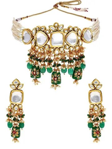 Kundan Choker Necklace Set gold finish