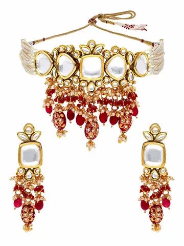 Kundan Choker Necklace Set in Gold finish