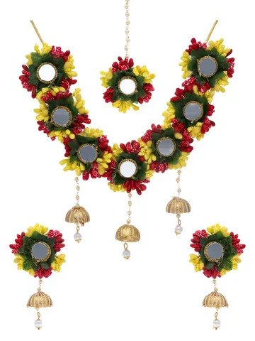 Floral Necklace Set in Red and yellow