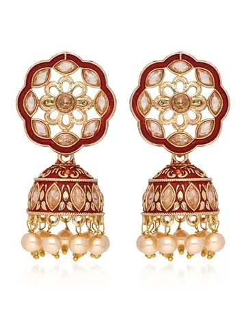 Meenakari Jhumka Earrings in Gold finish