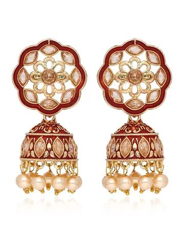 Meenakari Jhumka Earrings in Gold finish