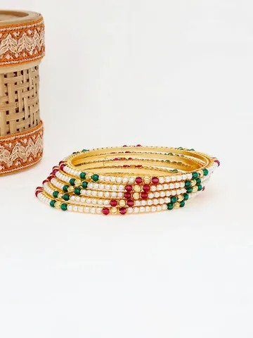 Pearls Bangles in Gold finish