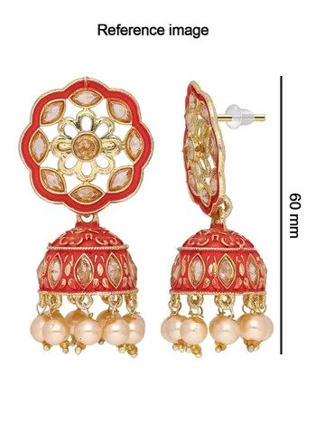 Meenakari Jhumka Earrings in Gold finish