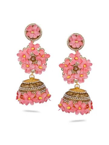 Floral Jhumka Earrings in Gold finish