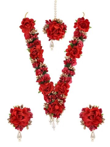 Floral Necklace Set in Red