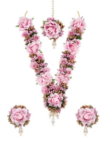 Floral Necklace Set in Pink color