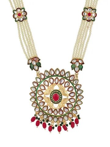 Kundan Long Necklace Set in Gold FI