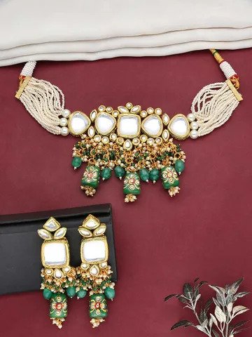 Kundan Choker Necklace Set gold finish