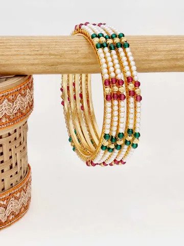 Pearls Bangles in Gold finish