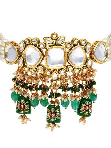 Kundan Choker Necklace Set gold finish