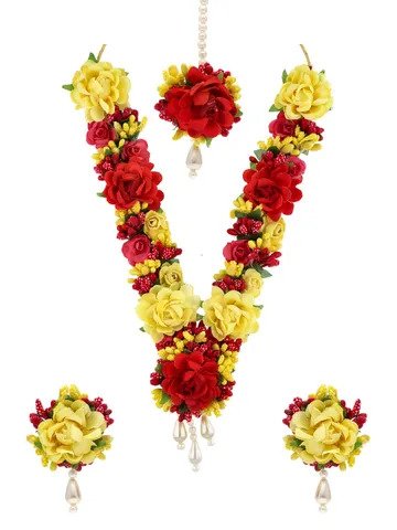 Floral Necklace Set in Red & YELLOW