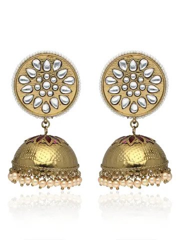 Kundan Jhumka Earrings in Mehendi finish