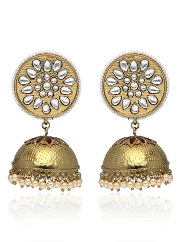 Kundan Jhumka Earrings in Mehendi finish