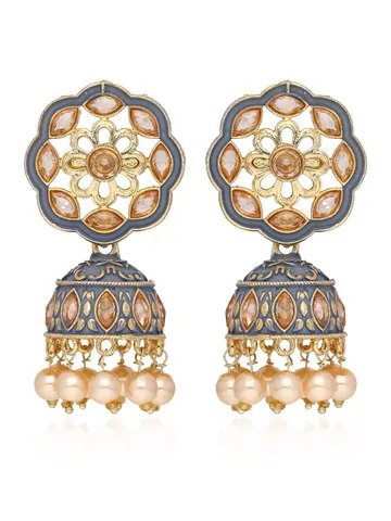 Meenakari Jhumka Earrings in Gold finish