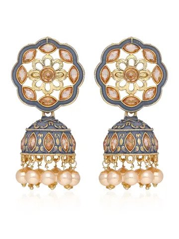 Meenakari Jhumka Earrings in Gold finish