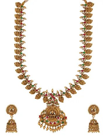 Temple Long Necklace Set in Rajwadi finish